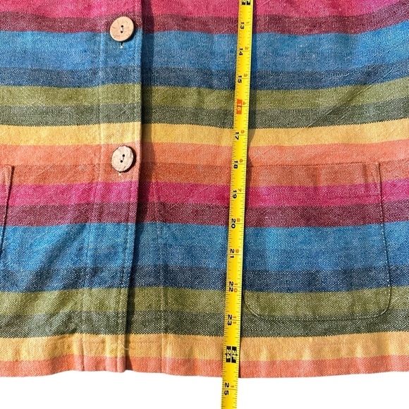 Coldwater Creek Rainbow Striped Linen Blend Shirt Jacket Shacket Button Up Sz M - Picture 6 of 8